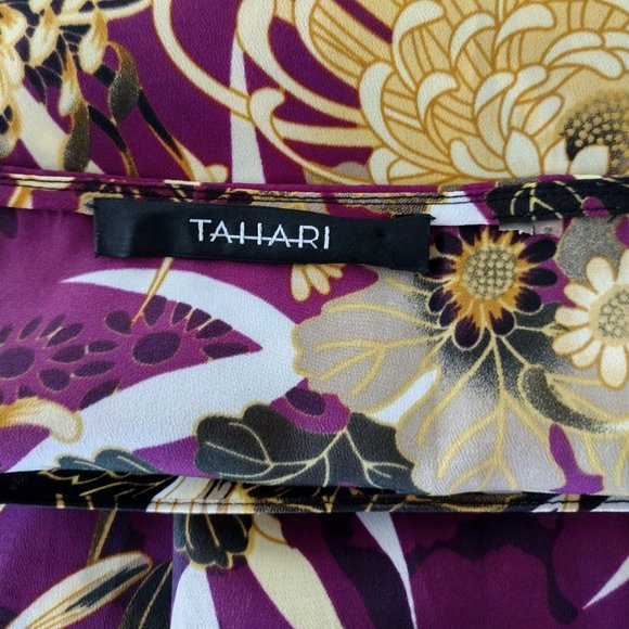 Tahari Purple and Gold Floral Print Oversized Fit Blouse Size M / L - Picture 11 of 11